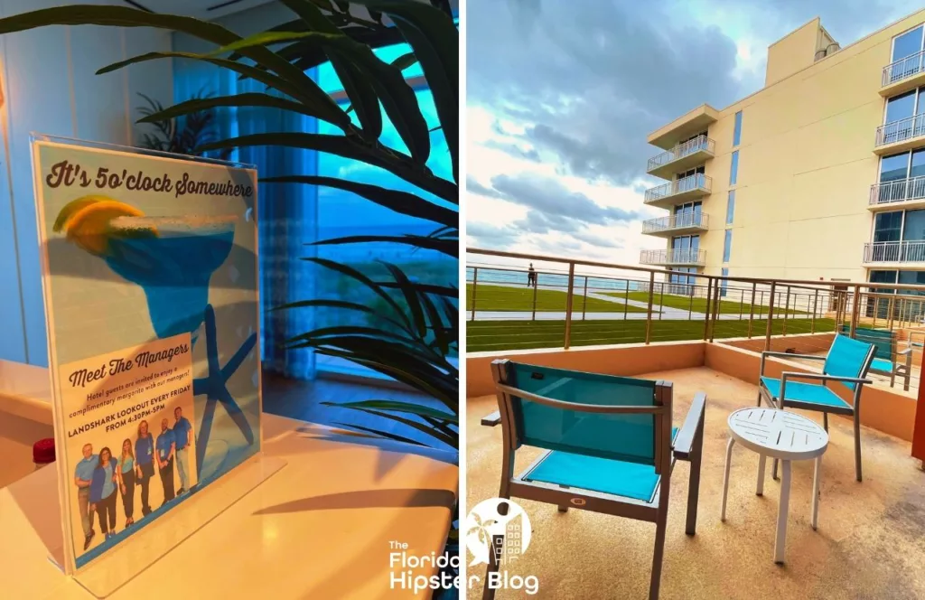 Margaritaville Resort Jacksonville view of beach from balcony. Keep reading to learn more about Margaritaville Beach Hotel Jacksonville.